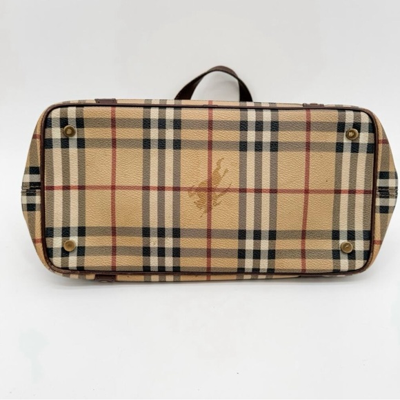 Burberry Bag Haymarket Nova Check Buckle Satchel Brown Leather Plaid - Picture 12 of 14
